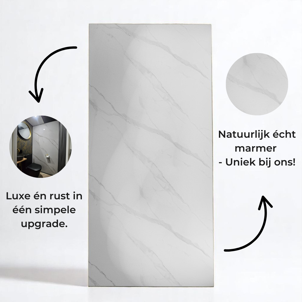 SenseHome® - Gestrepen Wit - Marmer Wandpaneel 280 cm