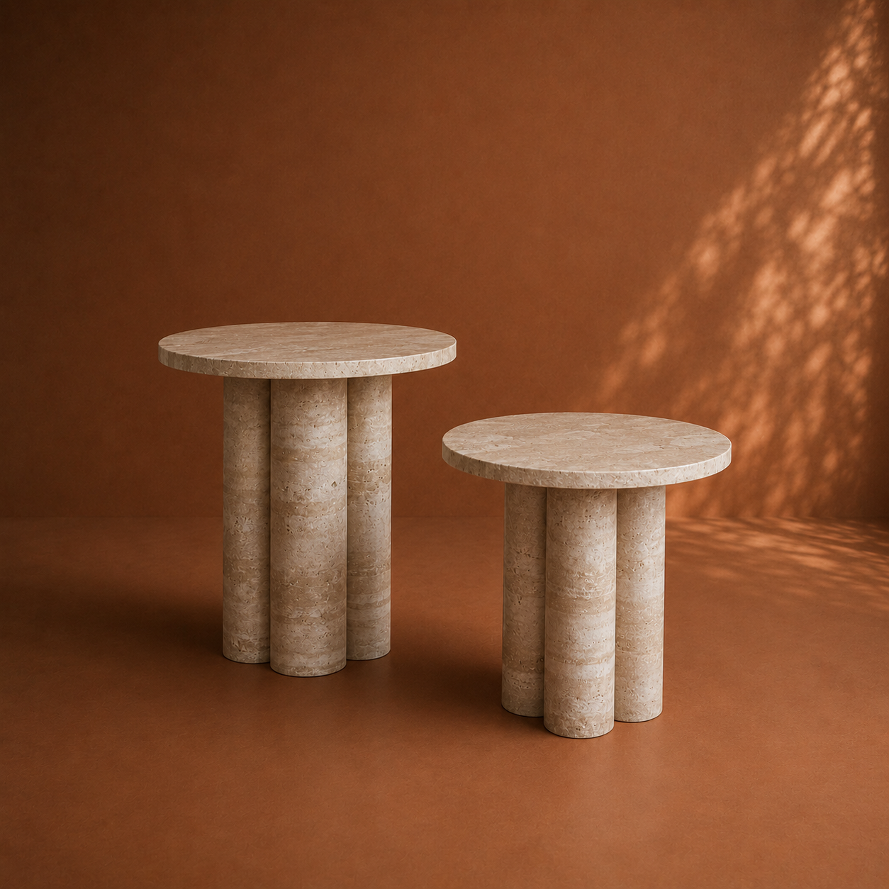 NOVO Travertin Bijzettafel Set