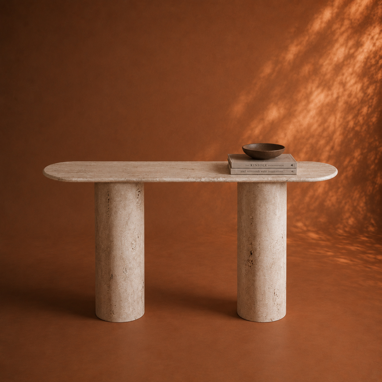 SARA Travertin Ovale Consoletafel