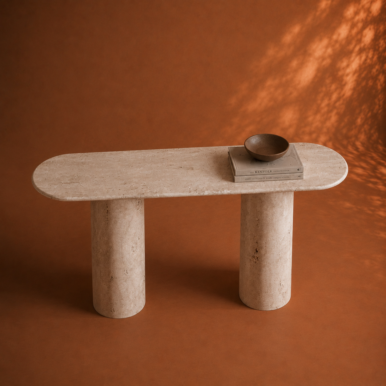 SARA Travertin Ovale Consoletafel