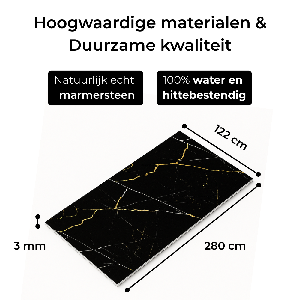 SenseHome® - Zwart - Marmer Wandpaneel 280 cm