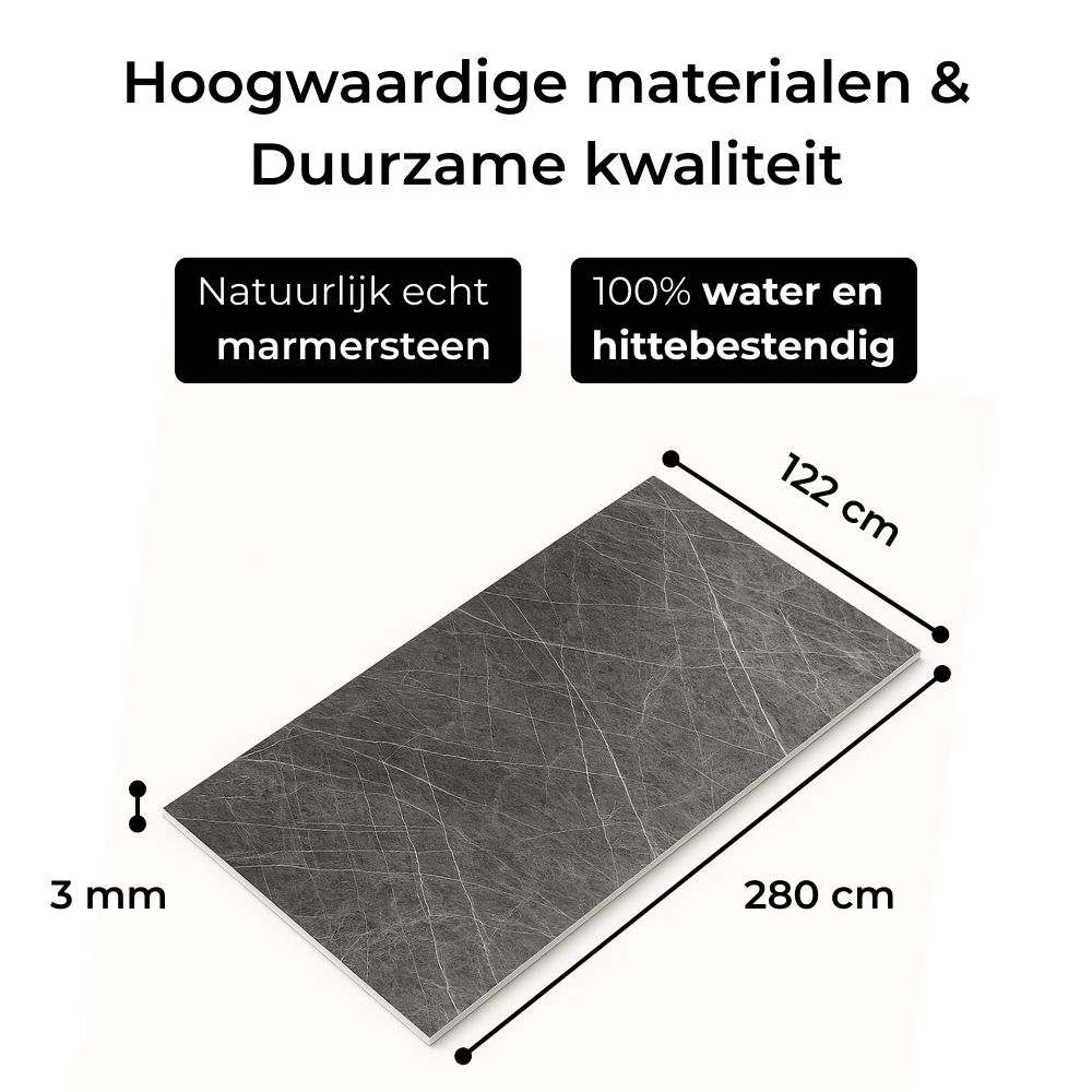 SenseHome® - Grijs - Marmer Wandpaneel 280 cm