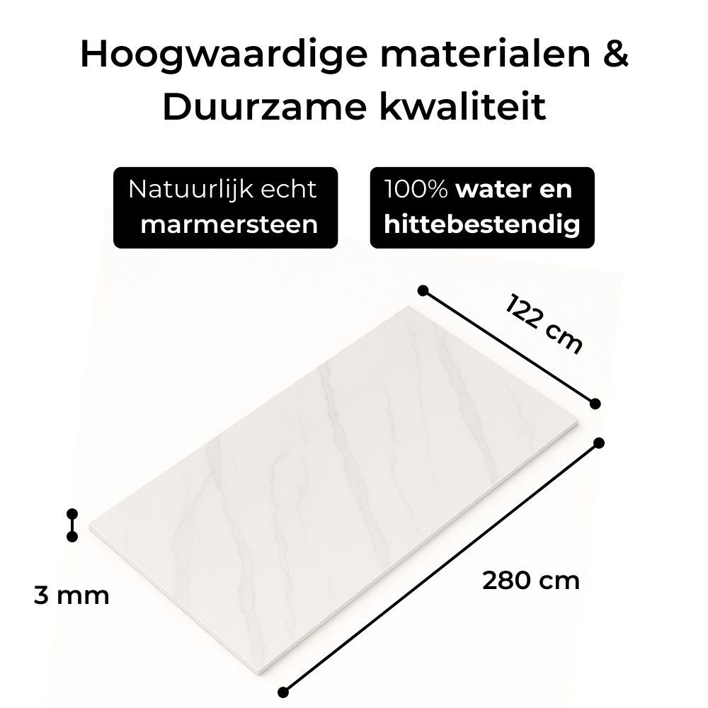 SenseHome® - Gestrepen Wit - Marmer Wandpaneel 280 cm