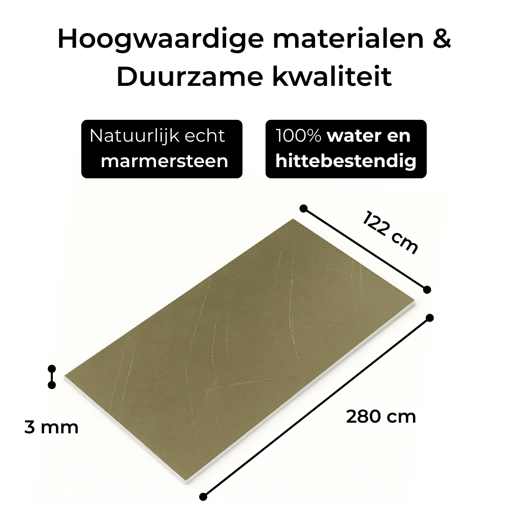 SenseHome® - Olijfgroen - Marmer Wandpaneel 280 cm