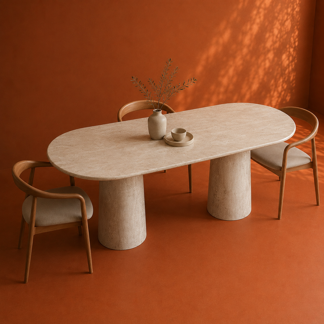 Verso Travertin Eettafel – Cone Poot