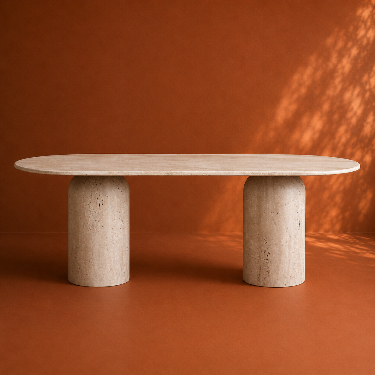 Verso Travertin Eettafel – Tapered Poot