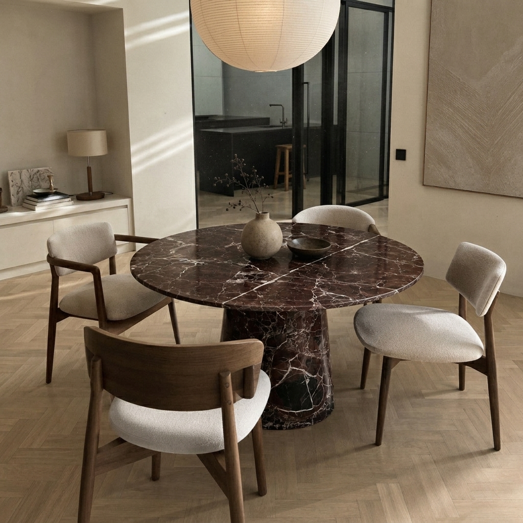 Ronde Cherry Red Eettafel - Conische Poot