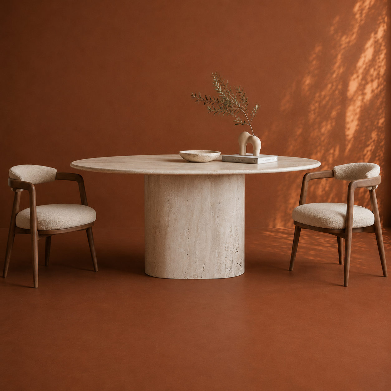 Maya Travertin Ovale Eettafel – Ellips Onderstel