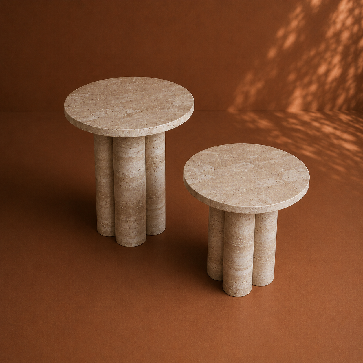 NOVO Travertin Bijzettafel Set