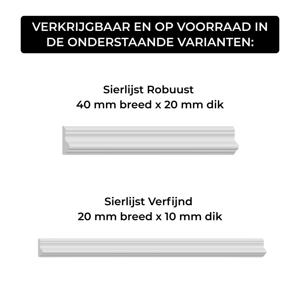 Sierlijst dubbele overloop – Verkrijgbaar in Smalle en Dikke Versie