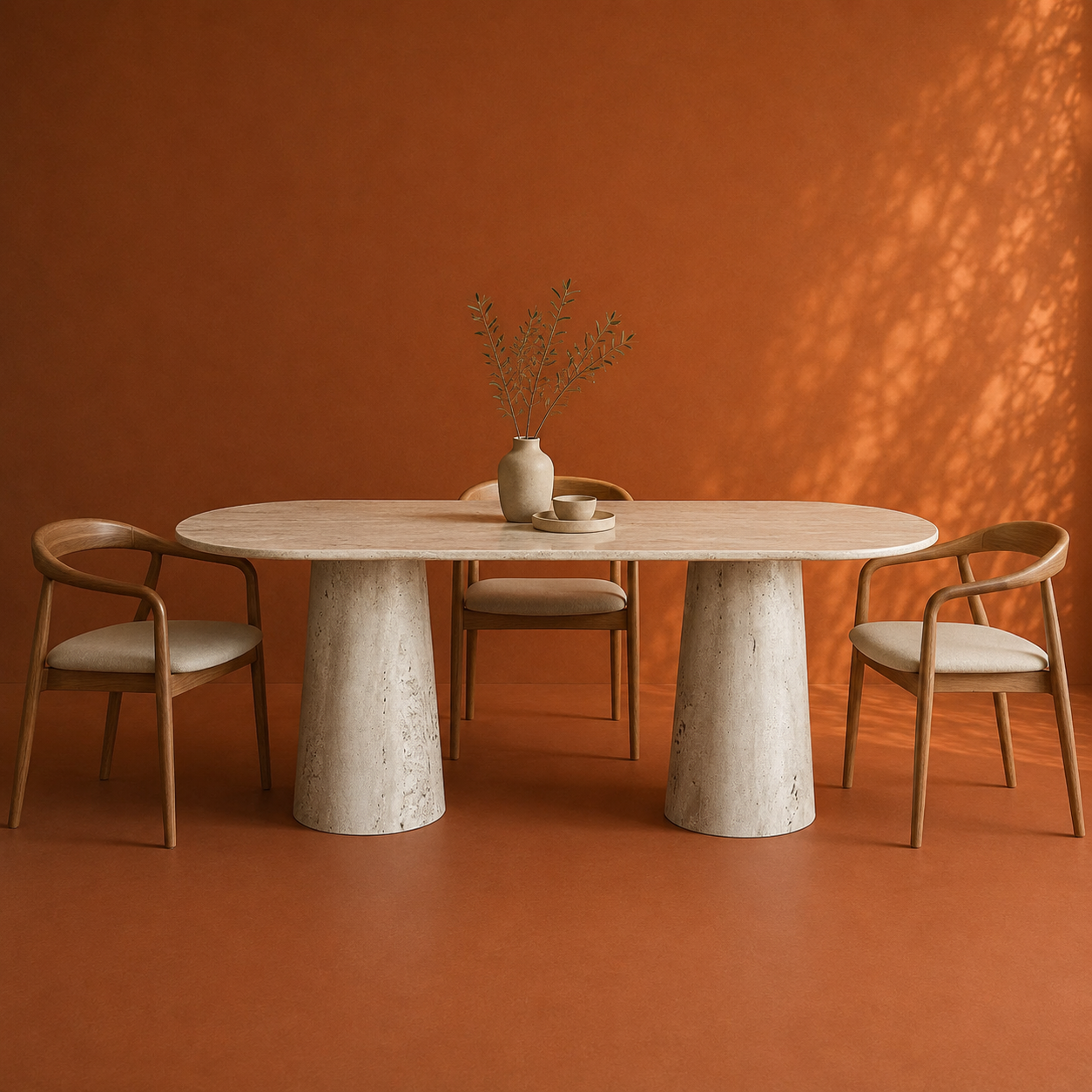 Verso Travertin Eettafel – Cone Poot